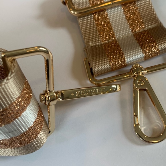 Kedzie 24 Karat Tan Metallic Striped Replacement Crossbody Bag Strap Adjustable - Picture 2 of 3